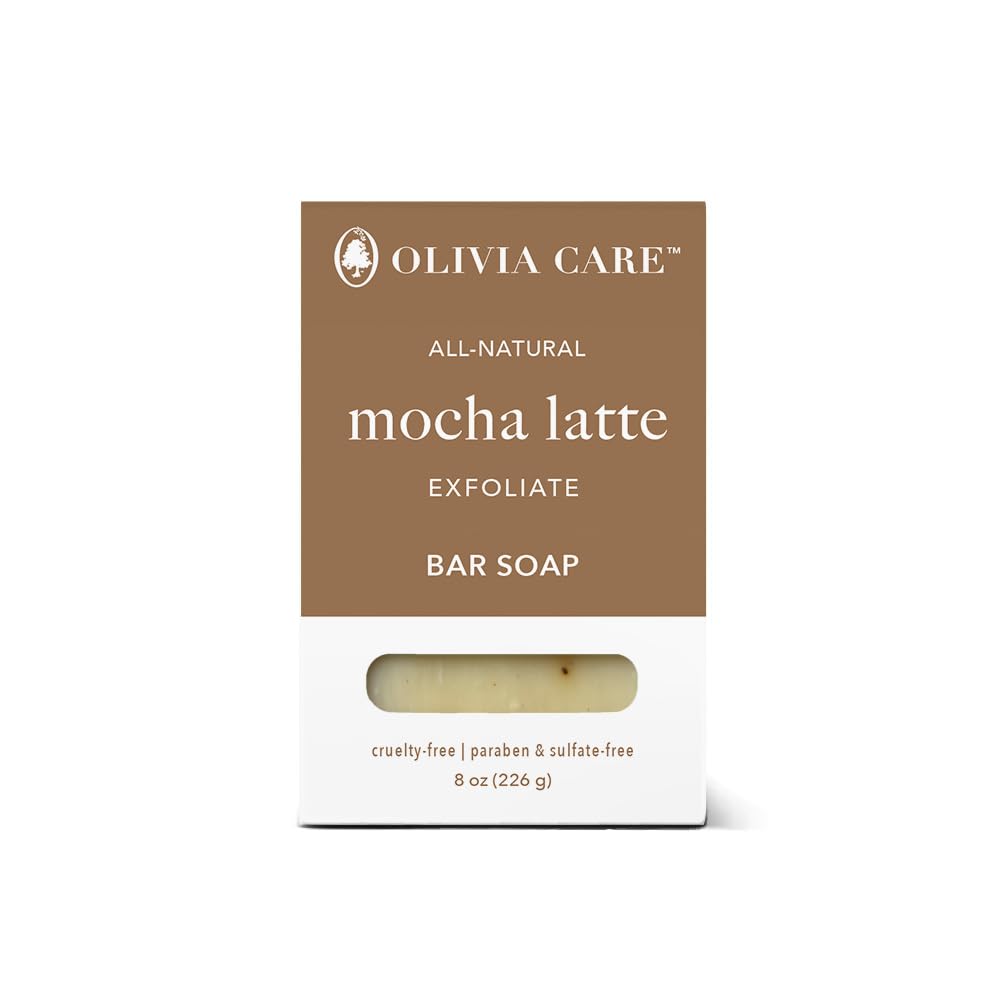 Exfoliating Bar Soap, Coffee Beans, 100% Natural, Organic Ingredients, Clean Energize Mind Body, Full of Vitamin, Antioxidants & Minerals (Mocha Latte)