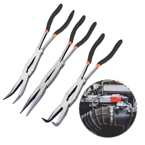 Vibsky Pinze a becchi lunghi con punte piegate a 45° e 90°, doppio snodo per una migliore apertura delle ganasce, acciaio al carbonio per pinze di precisione