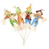 DOITOOL 4PCS Halloween Scarecrow Decorations Outdoor Small Fall Harvest Scarecrow Decor Ornaments for Garden,Home,Yard,Porch,Thanksgiving Decor (Random Style,32 x 15 x 2 cm)