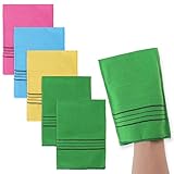 Guantes exfoliantes fáciles y sencillos: después de usar el guante exfoliante, simplemente enjuaga y utiliza el lazo integrado en cada guante para colgar y secar al aire