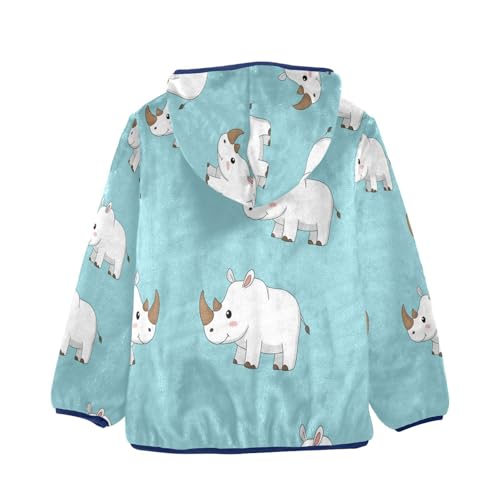 Cute Rhino and Cupcakes Toddler Fleece Jacket Girl Boys Hooded Fleece Jacket Coat Warm Outwear Zip-up 3-10T2