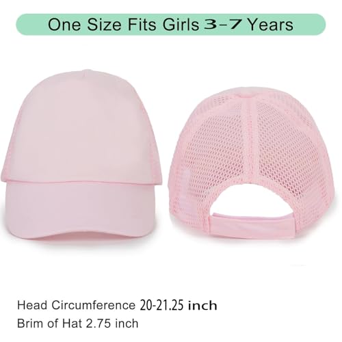 Utaly Low-Profile Toddler-Baseball-Hat Cotton Girls Baseball Cap Adjustable Trucker Hat for Kids Pink3