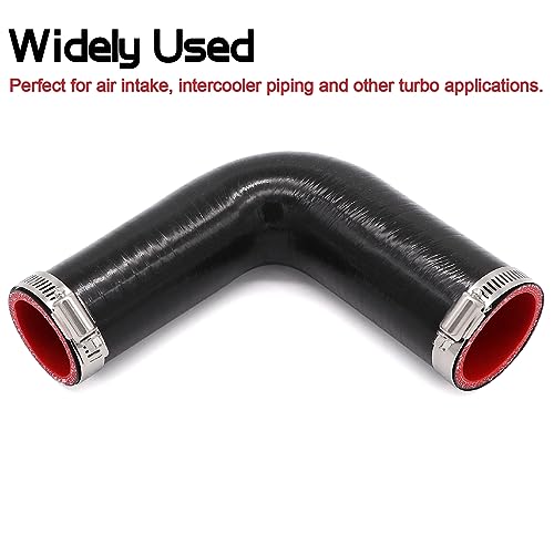 Image of 90 Degree ID 1.5inch to 1.75inch Elbow Coupler Silicone Hose 4-Ply with 2PCS Stainless Steel T-Bolt Clamp