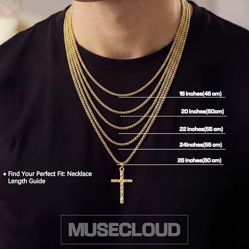 Image of 925 Sterling Silver Cross Necklace for Men Box /Cuban /Figaro Chain