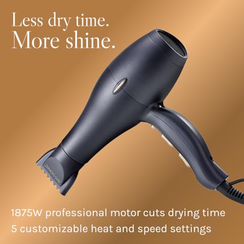 Image of Bio Ionic GoldPro Hair Dryer, Blue, Moisturizing Heat Technology & 24K Gold MX, Ultra-Powerful 1875W AC Motor, Lightweight Blow Dryer with Ergonomic Handle, Multi-Speed Settings