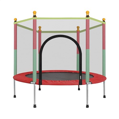 Cama elástica compacta para niños – gorila para niños al aire libre con red de cierre seguro, cama elástica segura para ejercicios | gorila para niños con red de seguridad para interiores o