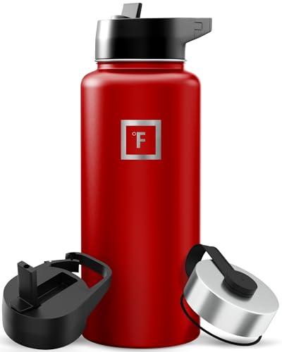 IRON °FLASK Camping & Hiking Hydration Flask with Straw, Wide Mouth Insulated Stainless Steel...