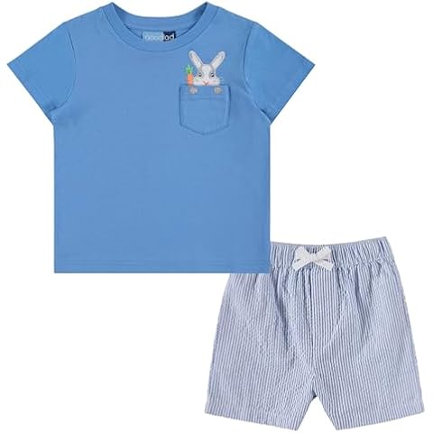 Good Lad Toddler Boys Seersucker Easter Short Set (Blue, 4 Years) Cover