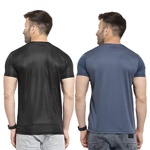 Image of TQH Men Dri Fit Polyester Half Sleeve Round Neck Multicolor t Shirts - Combo Set of 2