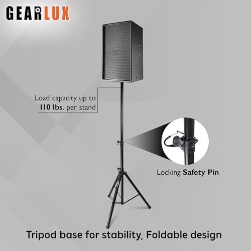 Gearlux Lightweight Tripod Speaker Stands with Carrying Case and Speaker Cables, Maximum Height 70.8 Inches, Load Capacity 110 Pounds - Thumbnail 3
