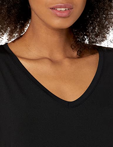 Amazon Essentials Women's Tech Stretch Short-Sleeve V-Neck T-Shirt (Available In Plus Size), Pack Of 2, Black/White, Large #TOP3