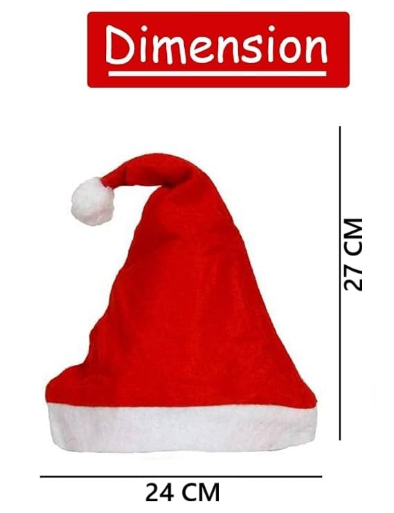 Image of PoPo Toys 2 Pcs Santa Claus Hat for Youth | Christmas Caps for Boys & Girls, Santa Claus Cap, Santa Hat for Young Kids, Christmas Caps - Red Size Youth