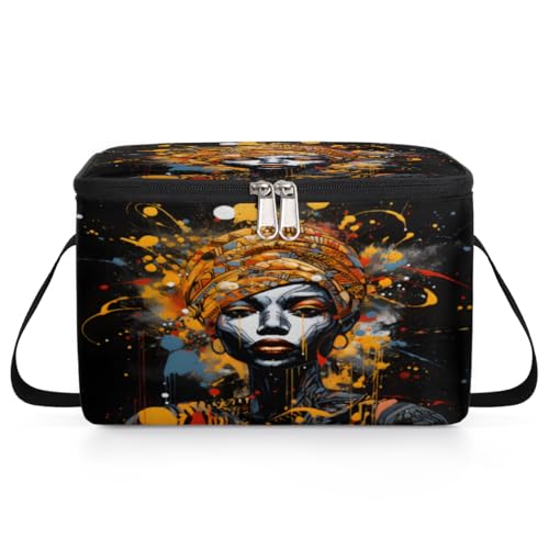 GzLeyigou Ethic Woman Lunch Bags for Women Men 9 Cans, Hot & Cold Food Delivery Bag Insulated Grocery Bag Insulated Lunch Box Woman Cooler Bag for Office Work Picnic Beach