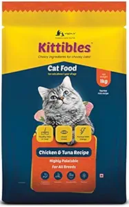 WIGGLES Kittibles Cat Food Dry Adult, 1kg - Chicken, Tuna Fish, Ashwagandha, Rosemary Extract