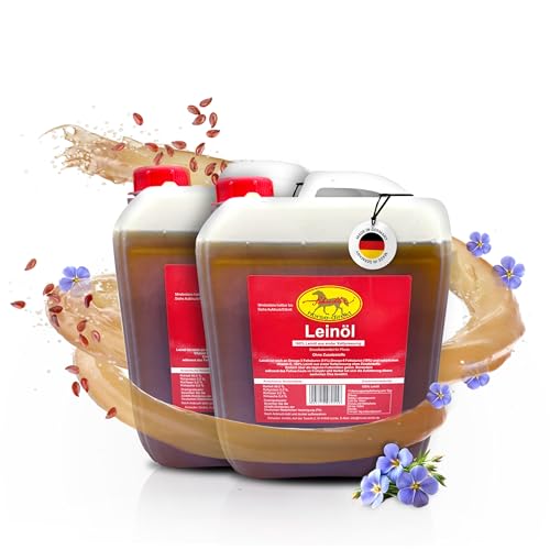 Produktfoto von Scheidler horse-direkt Leinöl für Pferde, Hunde & Katzen 2X 5 Liter – Mühlenfrisch kaltgepresstes Leinsamenöl ohne…