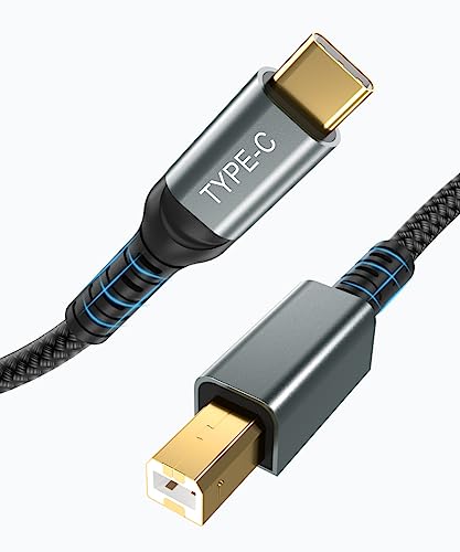IALEGANT 10ft Long USB C to USB B Printer Cable, Nylon Braided Type C to MIDI Cable for MacBook Pro/Air, iPad Pro, Extra Reach for Yamaha Digital Piano, DJ Controller, HP/Epson Printer (Grey) by IALEGANT - Used condition - Image 2