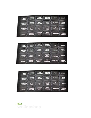 wellenshop Set 3 Stück 24 Symbole Aufkleber Boot Schaltpaneel Schalttafel Schaltertafel