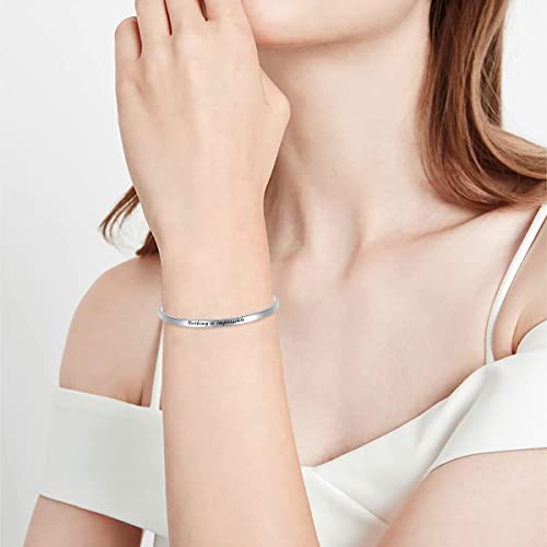 Personalized Bracelet for Women Sterling Silver Custom Text Bangle Bracelet Gift3