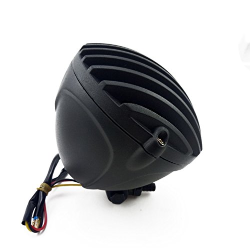 Taswk 5" Motorcycle Headlight Grill Prison Chopper Bobber Head Lamp (Black) #TOP3