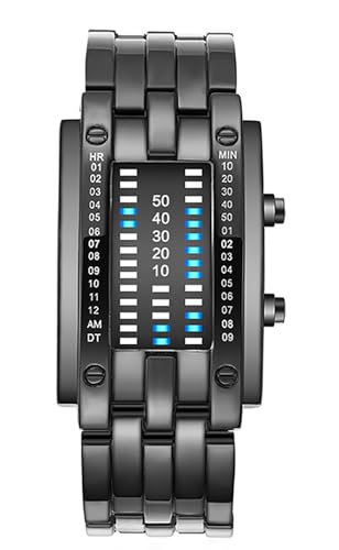Image of ADSBIAOYE Men's and Women's Watches Fashion Creative Double Matrix Binary LED Waterproof Stainless Steel Watch
