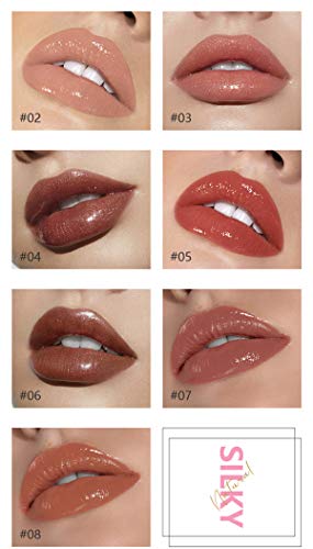 Maepeor Shiny Glossy Lipgloss Set 8Pcs Non-Sticky Moisturizing Lip Gloss Long-Lasting High Shine & Shimmer Liquid Lipstick For Girls And Women (Shiny Glossy, 8Pcs-A) #TOP2