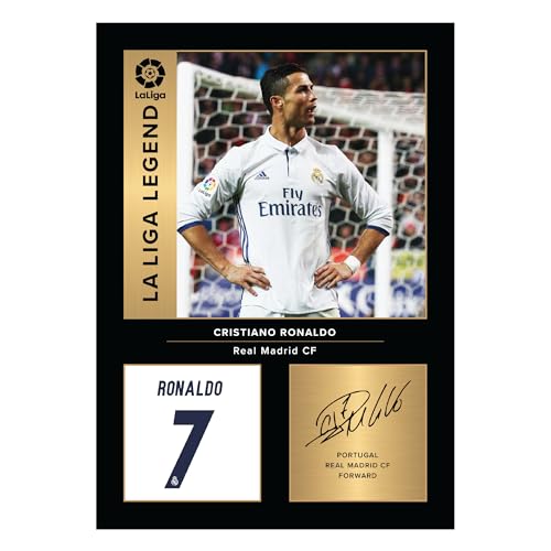 Icons Wall Art Foto impresa A4 firmada por Cristiano Ronaldo Real Madrid Legends, regalo para fans del Real Madrid, reproducción digital, sin marco