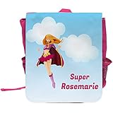 PRODUKT: Kinder-Rucksack mit dem abgebildeten Namen und Superhelden-Motiv für Mädchen