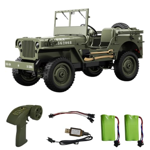 Image of 1 /10 Willys RC Jeep Toy, 2.4GHz 4x4 Off-Road Crawler | RTR with 2 Batteries, All Terrain Remote Control Truck Vehicle for Kids & Adults