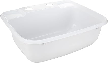RecPro Rectangle RV Bathroom Sink | White | Single Bowl Lavatory Sink ...