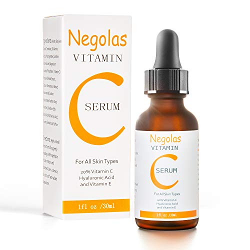 Negolas 20% Vitamin C Serum for Face and all Skin type, Brighten Anti-Aging Anti-Wrinkle Fades Age Spots Face Serum with Hyaluronic Acid, Vitamin E rapair skin serum 1 fl oz