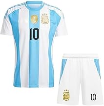 RJM Sports Football Messi 10 Home Jersey Tshirt with Printed Set 2024 for Men & Boys