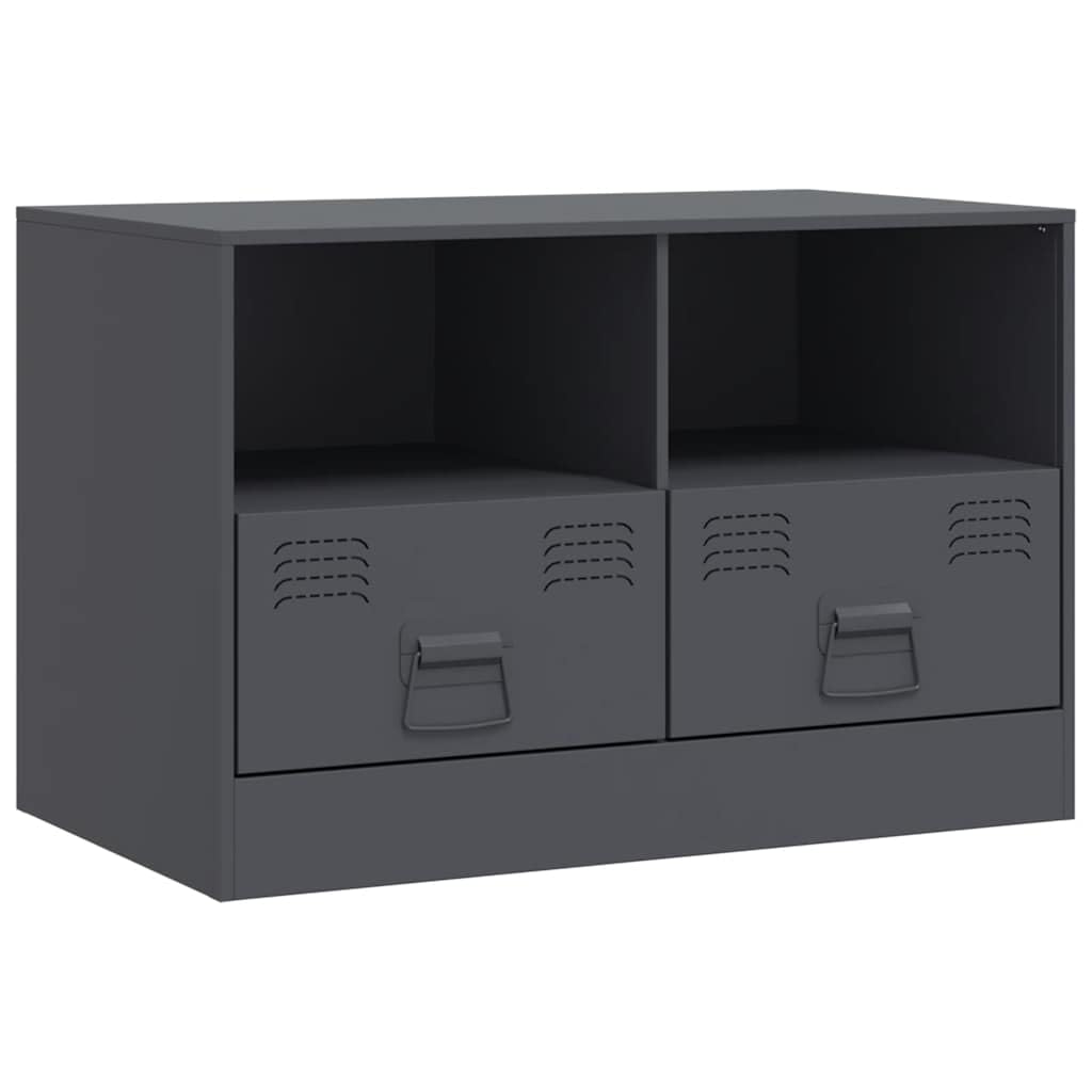 Genérico - Mueble para TV (acero laminado frío, 2 puertas, 67 x 39 x 44 cm), color gris | Gran espacio de almacenamiento, fácil de limpiar, asas prácticas, diseño estable