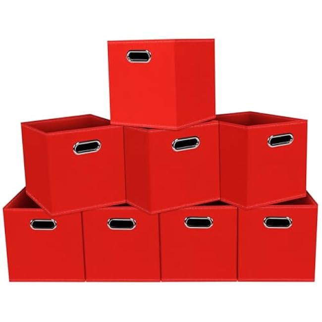 Yunkeeeper storage bins Cubes, Fabric Cube Organizer with Handle, Foldable Cube Bins for Cloth or Accessary Storage, 11x11x11, Set of 3,(Gray)