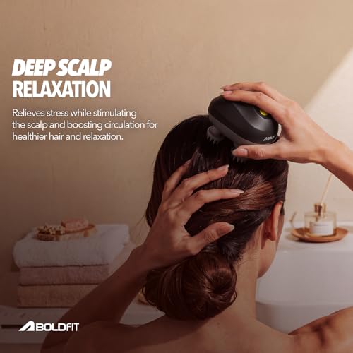 Boldfit Electric Scalp Massager Black Midnight Black - Image 4