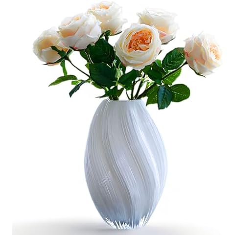 NBHUZEHUA Tall Large Glass White Flower Vases for Bouquet Centerpieces Unique Modern Cute Boho Vase Home Office Bedroom Table Living Room Decor Big Rose Tulip Floral Vase Cover