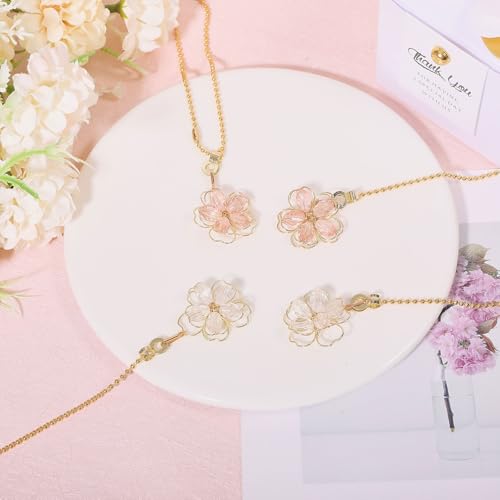 Image of GLOBLELAND 4 Pcs Flower Ceiling Fan Pull Chain Alloy Glass Ceiling Fan Extension Ornaments Light Pull Chain with Connector for Ceiling Light Fans