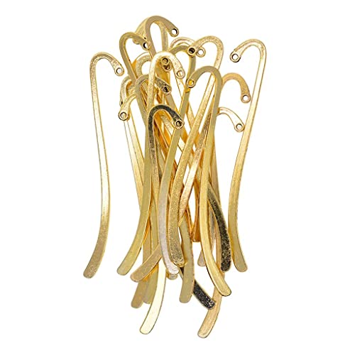 shamjina 20 Pieces Metal Bookmarks with Hook for Jewelry Crafting, Antique Gold