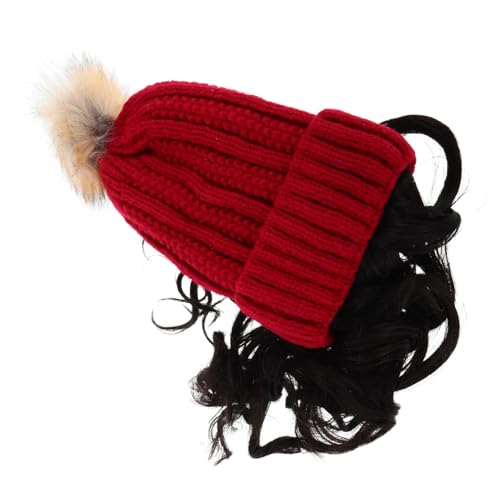 Bonnet avec fausse longue chevelure pour camoufler le manque de volume en hiver
