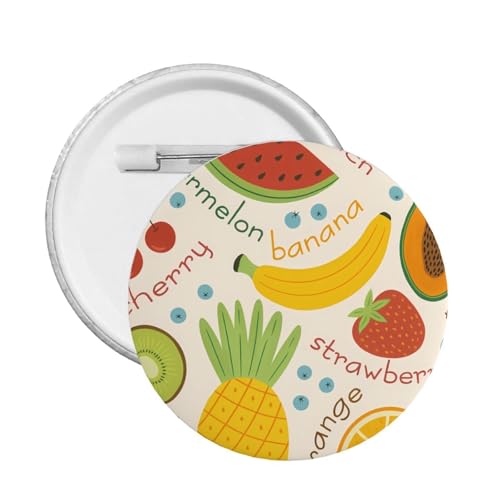 フルーツ柄 果物柄 かわいい漫画ボタンバッジ クラスメート用衣服装飾アクセサリー 友人パーティー用安全ピンバッジ L