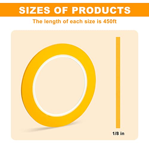 Tssart 3 Pack Fine Line Tape - Low Tack Fineline Masking Tape Painters Masking Tape For Diy Paint Art - Acid Free 1/8Inch Wide 450Ft Long Total #TOP1