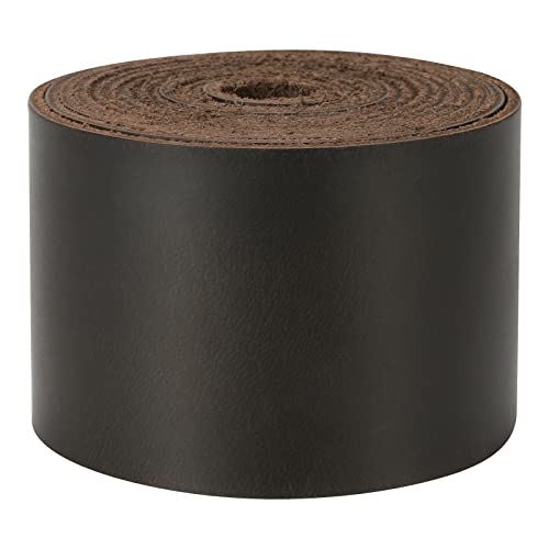 Ringsun 2 Inches Wide Flat Leather Straps for Crafts, Full Grain Leather Strips Cord String for Crafts, Tooling (2mm Thick 72.5 Inches Long Black Coffee) by Ringsun - Image 2
