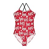 Vozoza Christmas Red Little Girls One Piece Swimsuits Bathing Suit Beach Wear Kids Swimsuit Size 5-6t