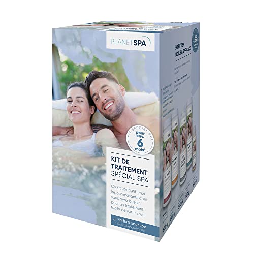 Planet Pool - Planet Spa - Kit Traitement Spa avec Parfum Coco Vanille - 6 Mois - 6 en 1 - pour Spas Gonflables Et Portables