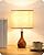 GOEBLESON Small Table Lamp, 14.2" Cute Little Desk Lamp with Wood Bottle-Shaped Base & Beige Linen Lampshade, E26 Base, Bulb Not Included, Bedside Lamp for Small Space, Bedroom, Dark Natural LE09TL05