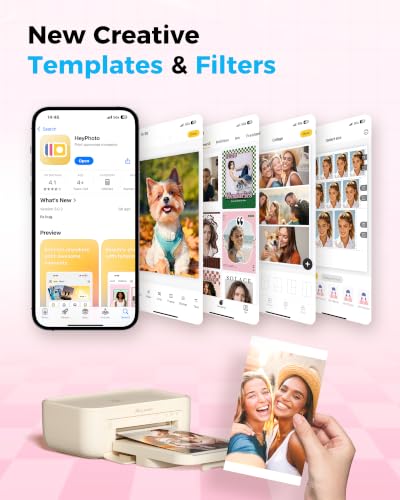 Image of HPRT 4x6 Photo Printer with 108 Sheets & 2 Ribbons - Dye Sublimation Wireless Portable Photo Printer for iPhone & Android Smartphones, Home & Travel Picture Printing, Ideal Gift, Beige