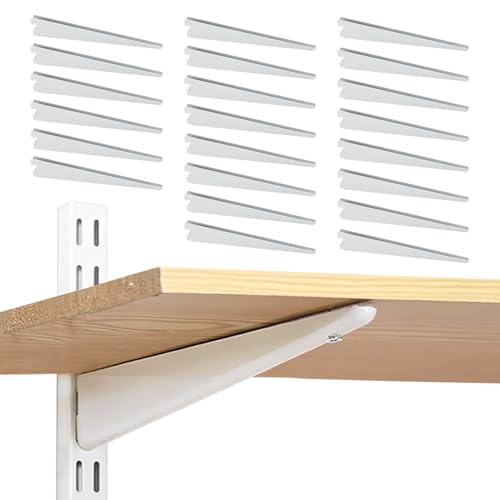 Adjustable Shelf Brackets 24 Pack Heavy Duty 16 Inch Wire Shelf Brackets for Twin Slotted Standard Uprights White Metal Shelf Supports for Adjustable Shelving System Closet Organization