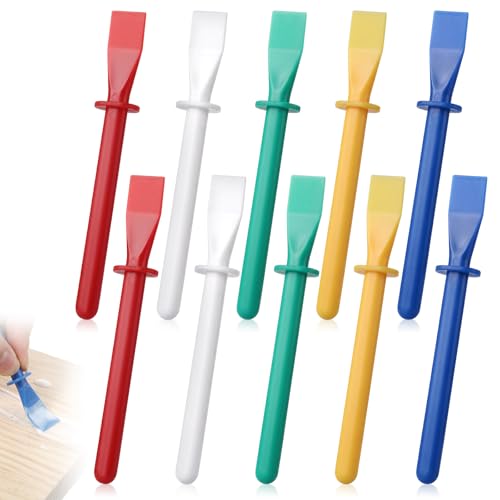 10 Pcs Silicone Glue Brush Plastic Glue Applicator Colored Glue Spreader Non-Stick Reusable Glue Smear Sticks for Epoxy Woodworking Painting Handmade DIY Art Craft
