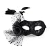 AMAGOOD Fancy Masquerade Mask for Women with Feathers Black