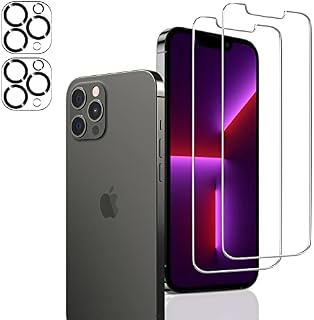 ULUQ 2 Pack Camera Lens Protector for iPhone 13 Pro + 2 Pack Screen Protector Clear, 9H Hardness Anti-Crack HD Tempered Glass Film, 6.1 inch