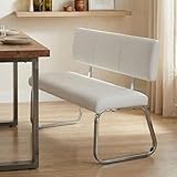 IDIMEX Banc Design Vilas siège avec 3 Places, Banquette au piètement chromé et Dossier au revêtement synthétique Blanc